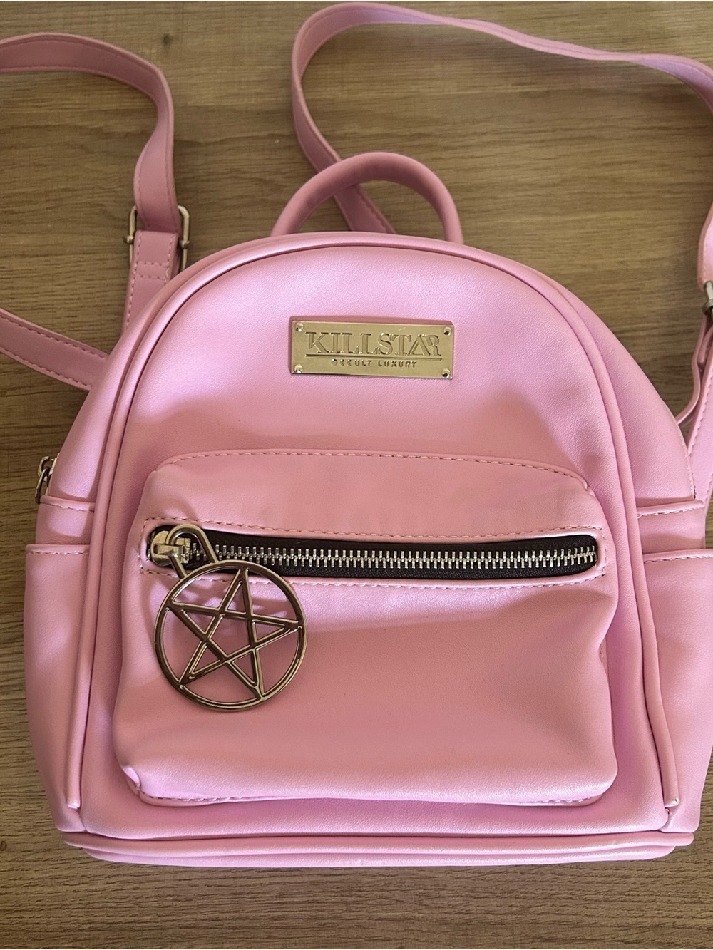 Killstar Pink Mini Backpack with Silver Pentagram Charm Pastel Goth Aesthetic